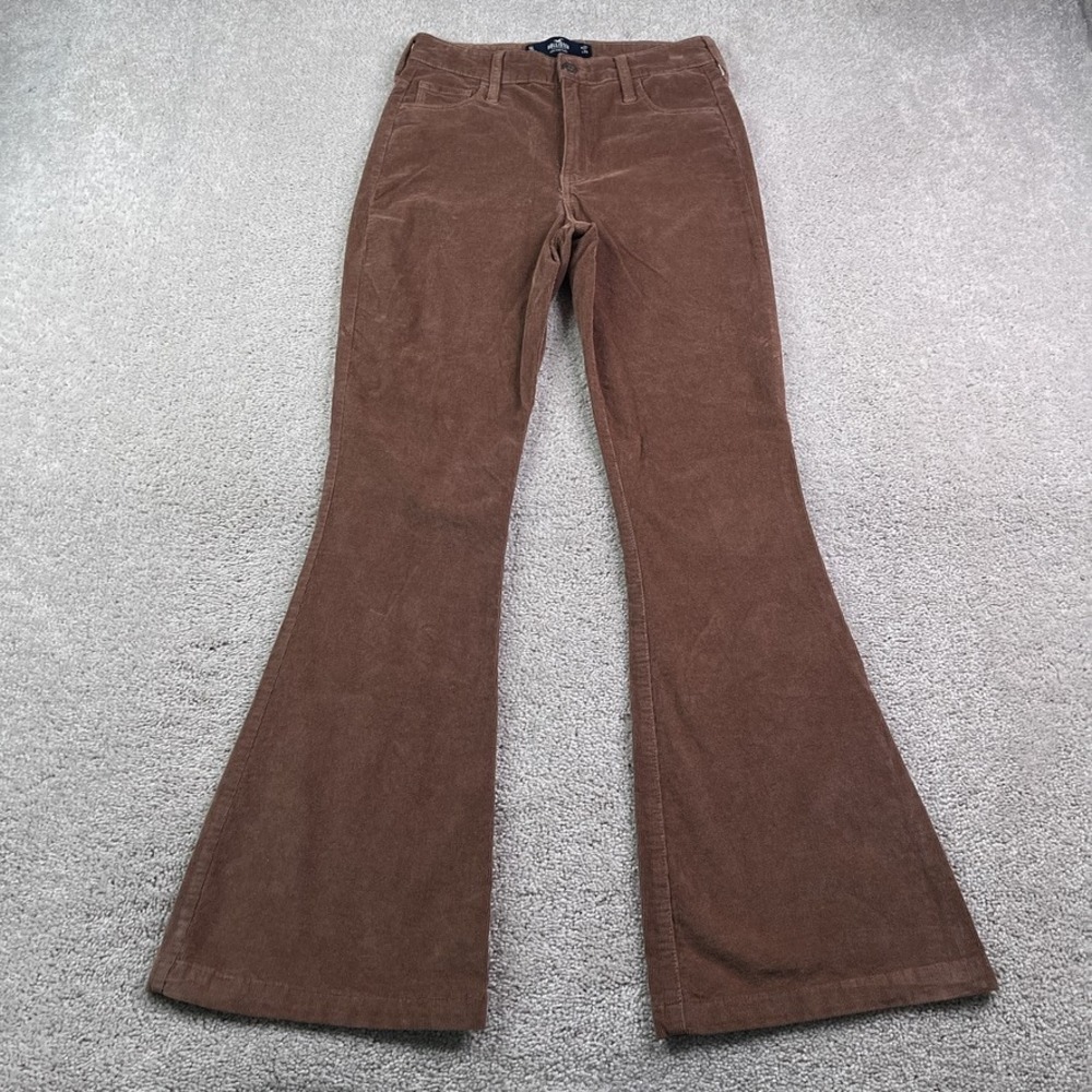 Hollister Pants Womens 5 Long Brown Corduroy High Rise‎ Flare Stretch Cords